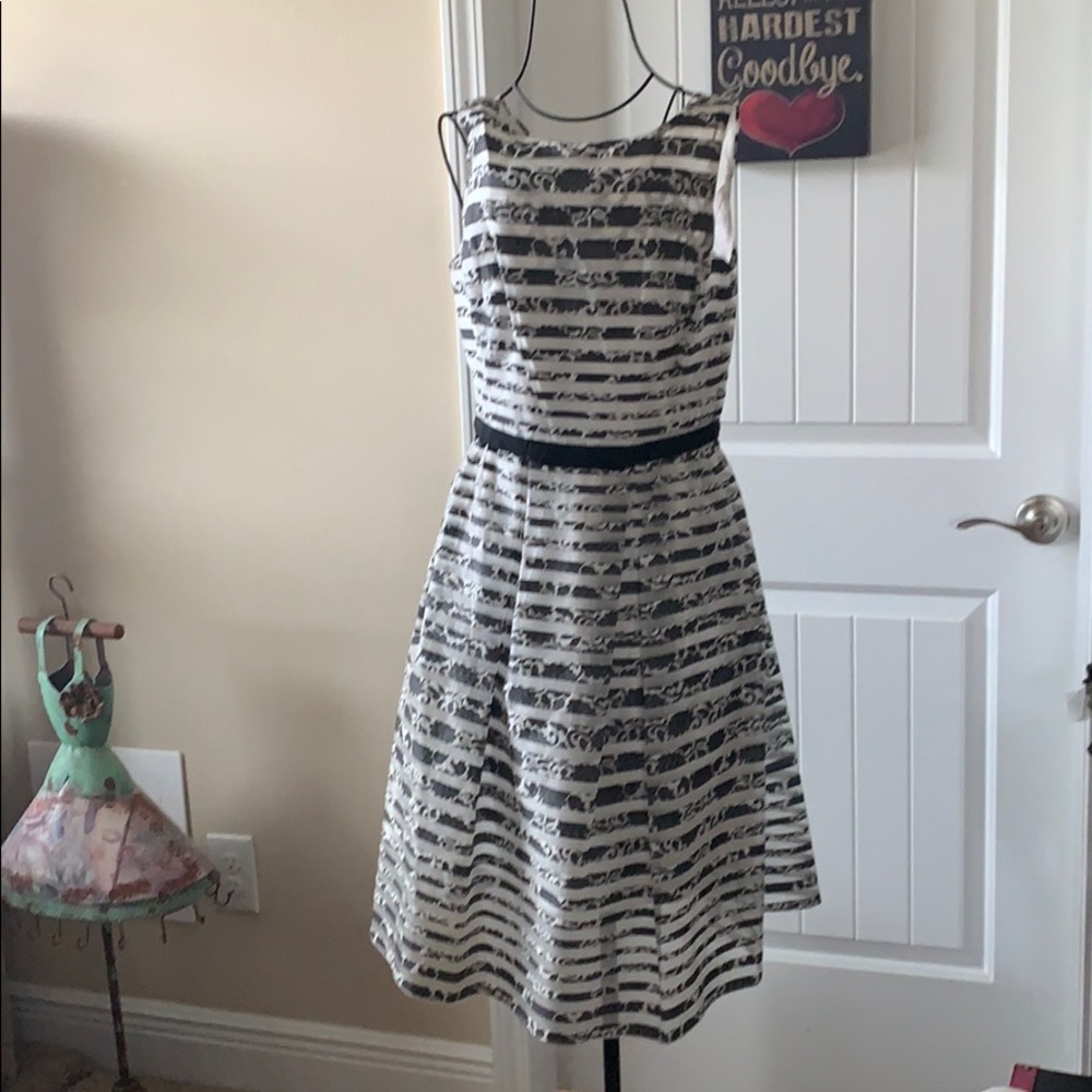 Taylor black and white Fit and flare dress
